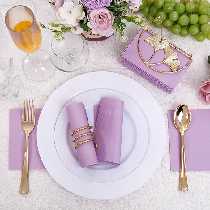FLOWERCAT 100-Count 2-Ply Purple Cocktail/Beverage Napkins - Disposable Premium Quality - 5" x 5" Purple Paper Napkins for Easter,Bar,Weddings,Birthday