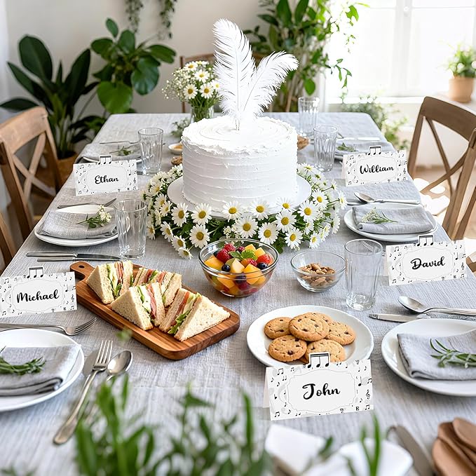 Music Theme Table Place Cards Notes Folded Place Cards Decorations Seating Name Cards for Music Theme Birthday Decor Back to School Classroom Wedding Party Supplies