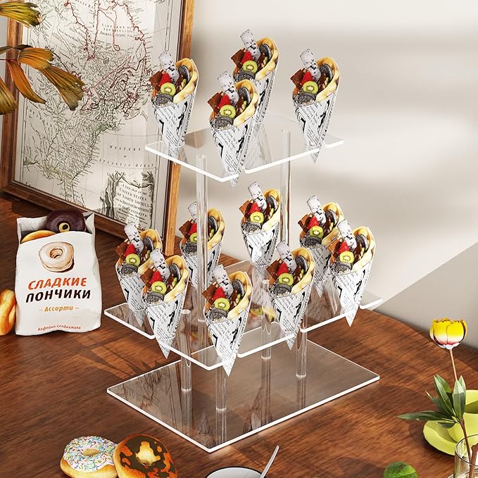 Champagne Tower, Rectangle Acrylic Drink Tower and Cocktail Tree Stand, Wine Rack with 12 Slots, 2 Tiers Floating Sight Champagne Flute Holder for Party, Wedding, School, Celebration, 13.3x9.4x14.9 inch, 2Pcs
