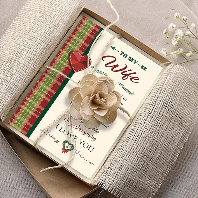 Romantic Christmas Card for Wife, Heartfelt Holiday Card Gift Ideal from Husband, Merry Christmas To My Wife