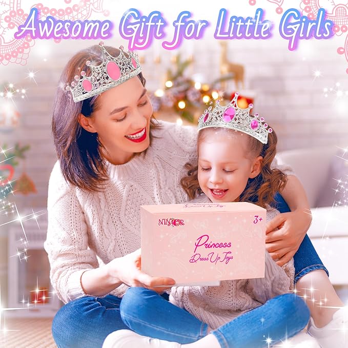Party Favors Princess Crowns for Little Girls, 16Pcs Princess Dress Up Tiaras for Kids Jewelry Cosplay Accessories, Princess Toys Headband