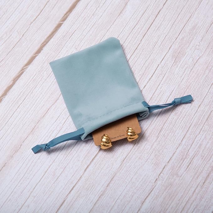 QIANF 12pcs Dusty Blue Velvet Drawstring Bags 3x4 inches Small Velvet Cloth Gift Bags Jewelry Pouches for Storage Wedding Party Favor Christmas