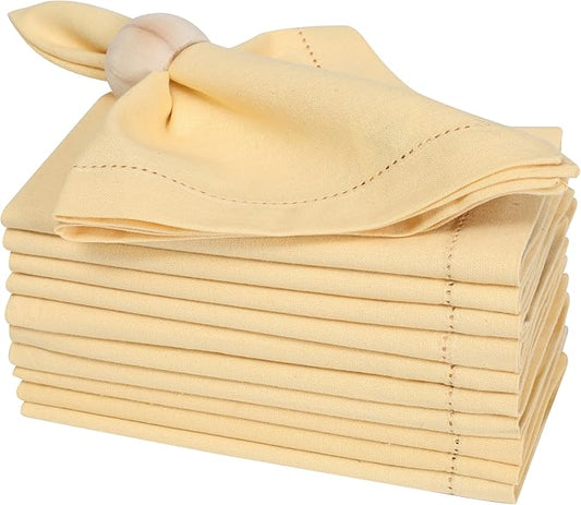 Homidate Cotton Dinner Cloth Napkins Set of 12 – 18x18 Apricot Gelato Hemstitched – Machine Washable Fabric Napkins for Weddings, Baby Showers, Gifting & Parties