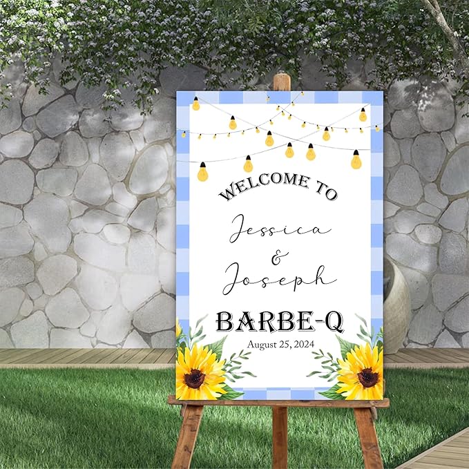 Personalized I Do BBQ Welcome Sign, I Do BBQ Welcome Sign, Bbq Engagement Sign, Blue Gingham Bbq Couples Shower, BBQ Engagement Party Sign, I Do BBQ Sign, I Do BBQ Decorations