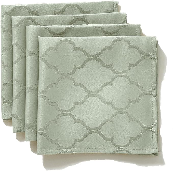 SASTYBALE Spring Jacquard Napkin Flower Pattern Polyester Spill Proof Wrinkle Resistant Durable Napkins for Kitchen Dining Tabletop (Sage Green, 20"x 20" Square Napkin)