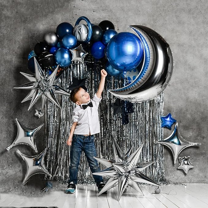22 Pcs Silver Star Balloons,22/18/10 Inch Star Foil Mylar Balloon,Spike Balloon and Four Pointed Balloons for Party Supplies Christmas Birthday Wedding Photo Booth (Silver)