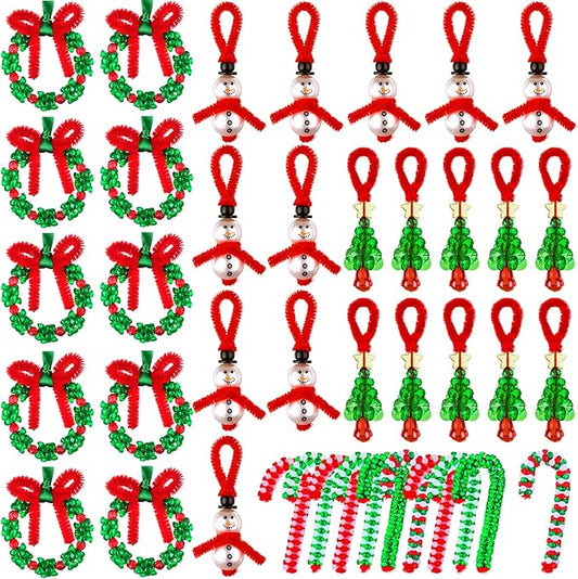 Droutti 40 Pcs Christmas Beaded Ornament Kit Xmas DIY Beaded Craft Wreath Snowman Xmas Tree Candy Cane Hanging Ornaments Christmas Crafts for Kids Adults Christmastree Decorations Party Supplies