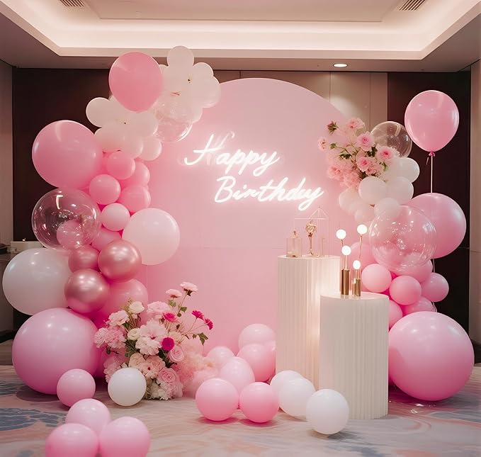 Pink Balloons 145pcs Different Sizes 5in 10in 12in 18in Pink Round Latex Balloon Helium Arch Kit Garland for Wedding Valentines Day Baby Shower Birthday Party Decoration