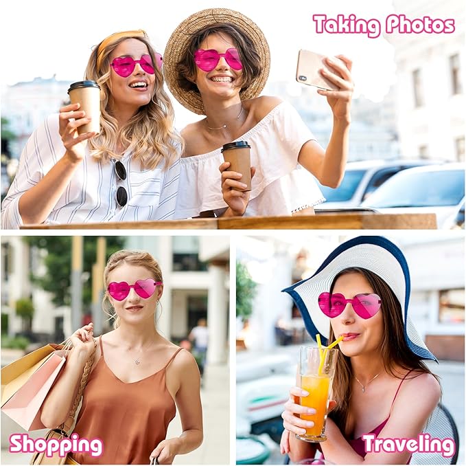 12 Pack Heart Sunglasses for Women Transparent Heart Glasses for Bachelorette Birthday Party Favor Gifts