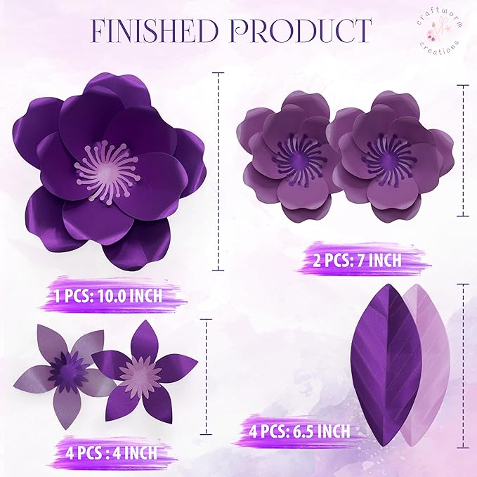 Giant Paper Flowers Kit - DIY Flower Craft Set for Backdrop, Party & Nursery Decor - Ready-to-Assemble Precut Flowers with Leaves & Instructions - Reusable Large Flower for Decoration & More