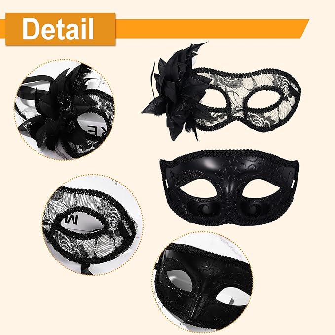 OIDEA Masquerade Mask for Couple - Roman Greek Venetian Mask Halloween Prom Party Costume Ball Mardi Gras Mask for Women Men