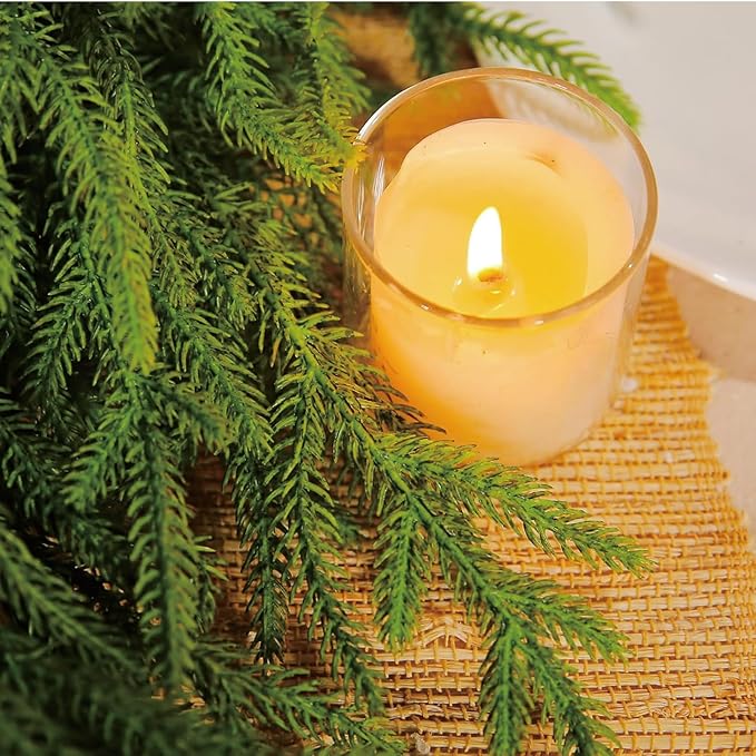 Premium 30% Fuller 2Pack 6 Ft Artificial Norfolk Pine Garland, Real Touch Winter Pine Garland, for Staircase, Table, Mantle, Wall, Indoor, Outdoor Christmas Decorations, Flower Arranging