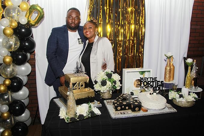 May The Forties Be With You Cake Topper - Glitter Black 40th Birthday Cake Decorations, 40th Wedding Anniversary Cake Pick