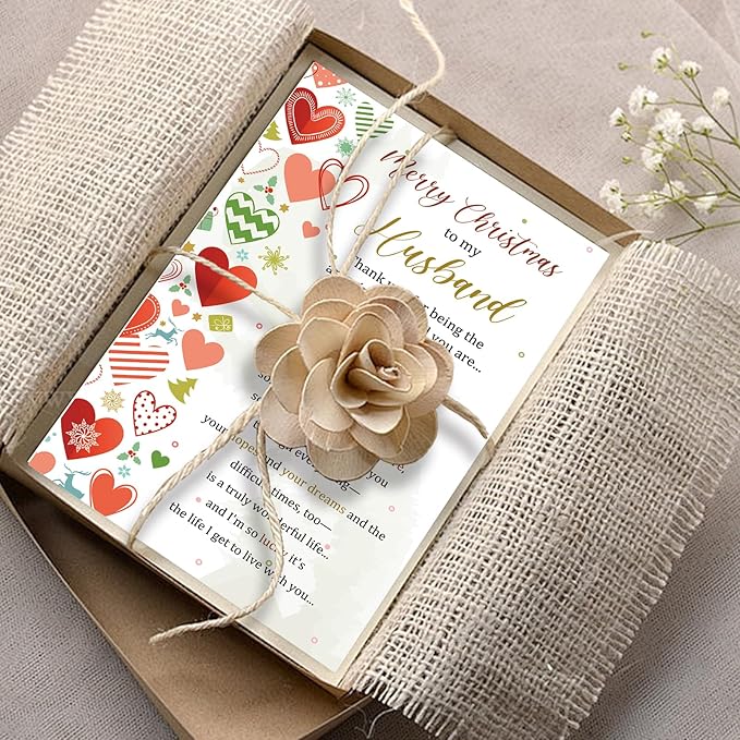 Sweet Poem Christmas Card for Husband, Heartfelt Holiday Card Gift Ideal from Wife, Merry Christmas To My Husband