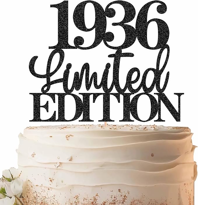 Limited EDITION 1936 Cake Topper - Black Glitter Happy 89th Birthday Party Cake Decoration Supplies, Cheer to 89 Years Cake Bunting Decor for 89th Birthday Party Photo Booth Props