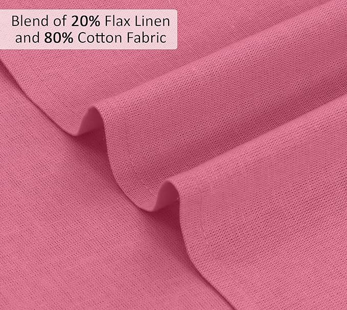 Ruvanti Linen Napkins Set of 6, 18x18 Cloth Napkins, Cotton Linen Blend Napkins Cloth Washable, Soft, Reusable Dinner Napkins for Wedding, Parties, Christmas, Thanksgiving, Everyday Use - Pink