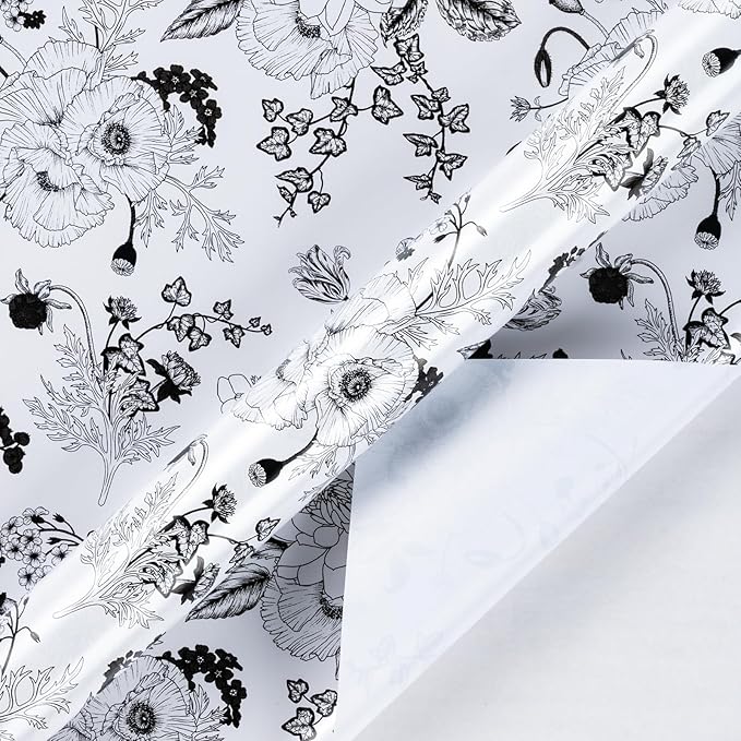 WRAPAHOLIC Floral Wrapping Paper - Mini Roll - 17 Inch X 33 Feet - Pearlized White Vintage Floral Wedding Wrapping Paper for Birthday, Bridal Shower, Baby Shower