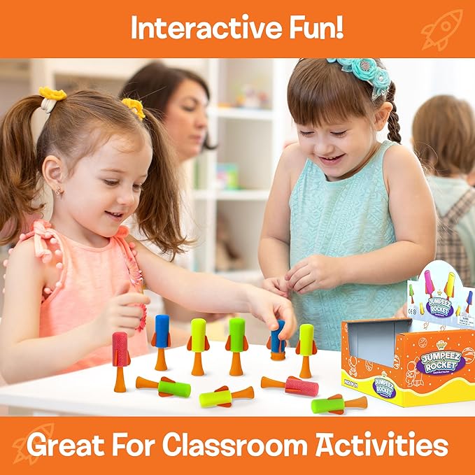 IPIDIPI TOYS Jumpeez LED Jumping Rocket Poppers – 24-Pack Light Up Spring Launcher Toys for Kids – Ideal Stocking Stuffers for Kids, Birthday Party Favors, Goodie Bag School Prizes for Boys & Girls
