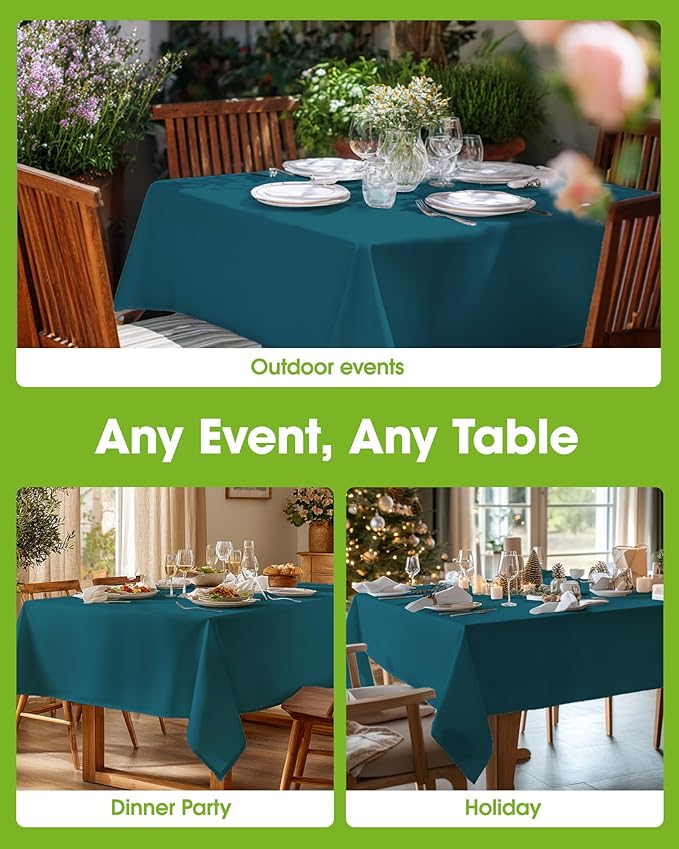 Pureegg Rectangle Table Cloth 60" x 84" – Durable Polyester Tablecloth Offers Reusable & Washable Protection, Ideal for Outdoor Party, Picnic, Wedding, Banquet and Birthday, Caribbean