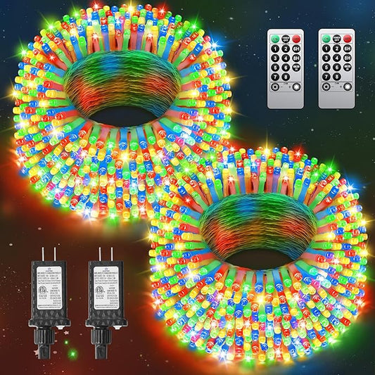LED Christmas Lights, Extra Long Outdoor String Lights Waterproof, Timer & Memory, 8 Modes Dimmable Plug in Fairy for Outside Tree Wedding Patry (Multicolor, Total 710FT 1800 LED)