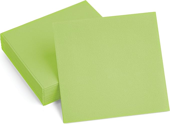 Linen-Feel Colored Paper Napkins - Decortive Cloth-Like Light Green Luncheon Napkins - Soft and Absorbent. for Kitchen, Party, Wedding, Dinner Or Any Occasion. (Pack of 100)