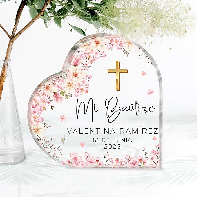 Personalized Mi Bautizo Cake Topper Spanish Baptism Cake Topper, God Bless Baptism Cake Decoration for Baby Shower, First Holy Communion Baby Shower Decoration (Mi Bautizo - Style 3)