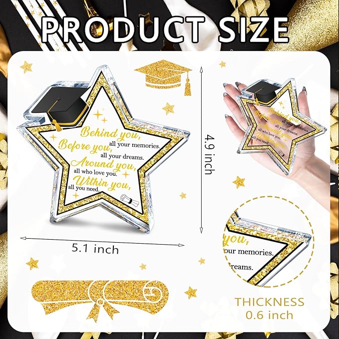 2025 Graduation Gifts for Her Him Motivational Desk Decor College Graduation Gifts for Women Graduated Class of 2025 Party Decorations Star Shaped Acrylic Shelf Decor