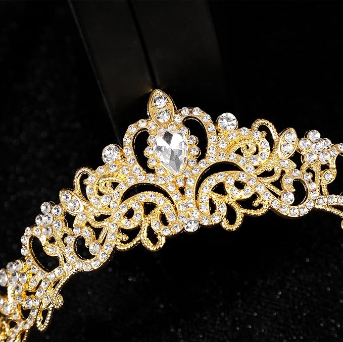 Crystal Princess Queen Tiara - Birthday Rhinestone Crowns Headband for Women Wedding Halloween Prom Pageant Party Coming of Age Ceremony Photo Props （HG176-G White）