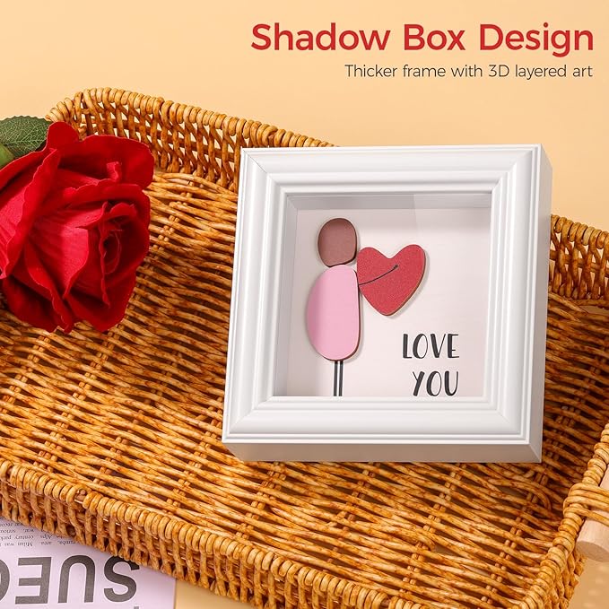 LukieJac Valentine's Day Gifts Shadow Box Frame - I Love You Gifts Decoration for Boyfriend, Him, Husband for Anniversary, Birthday, Christmas