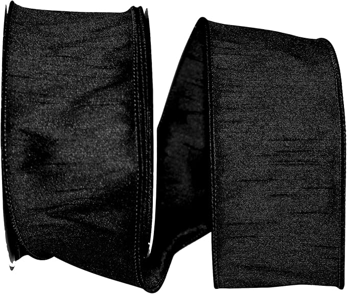 Reliant Ribbon 92975W-031-40H Dupioni Supreme Wired Edge Ribbon, 2-1/2 Inch X 20 Yards, Black