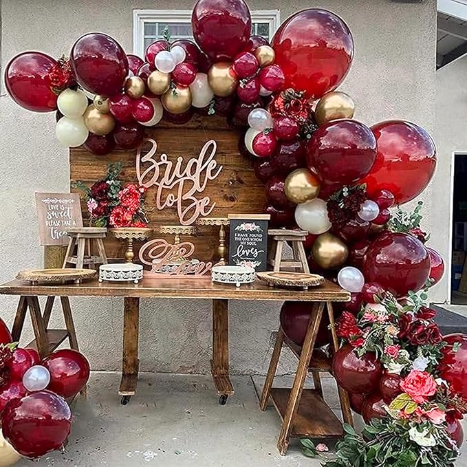 PartyWoo Burgundy Balloons 100 pcs Different Sizes Pack of 18 12 10 5 Inch Dark Red Maroon Fall Balloon Arch Kit Garland for Graduation Thanksgiving Valentine's Day Birthday Party Decorations Red-Y62