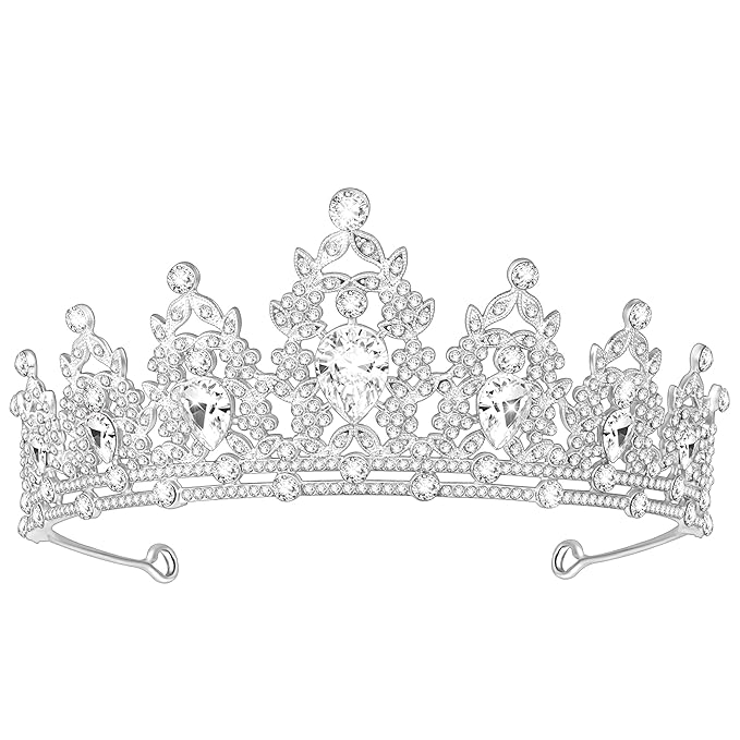 Tiara Crown for Women, Queen Tiara for Birthday Prom Bridal Party Custome Silver
