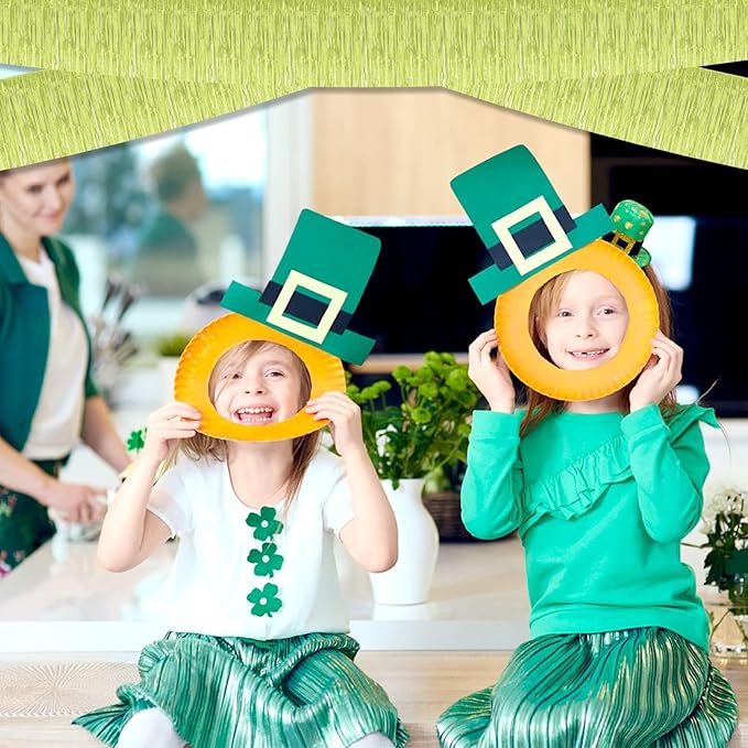 6 Pack 10 Feet Foil Fringe Garland Metallic Tinsel Streamers Banner Wall Hanging Curtain Backdrop for Parade Floats, Wedding, Birthday, St Patrick Day, Valentine's Day Party Decorations(Light Green)