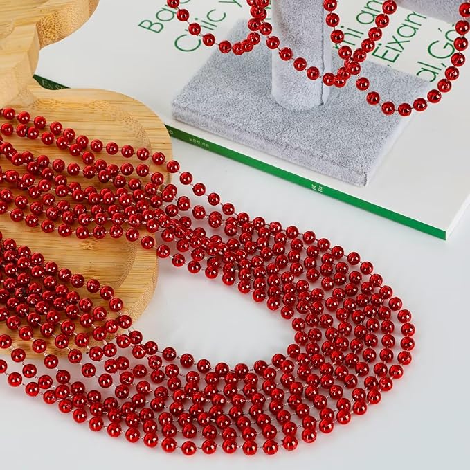72PCS Bead Necklace, Red Christmas Bead Stuff Party Favors, 33" Necklaces Festival Parade Throw Accessories for Wedding Birthday Valentines Mardi Gras Christmas Celebrations Decorations