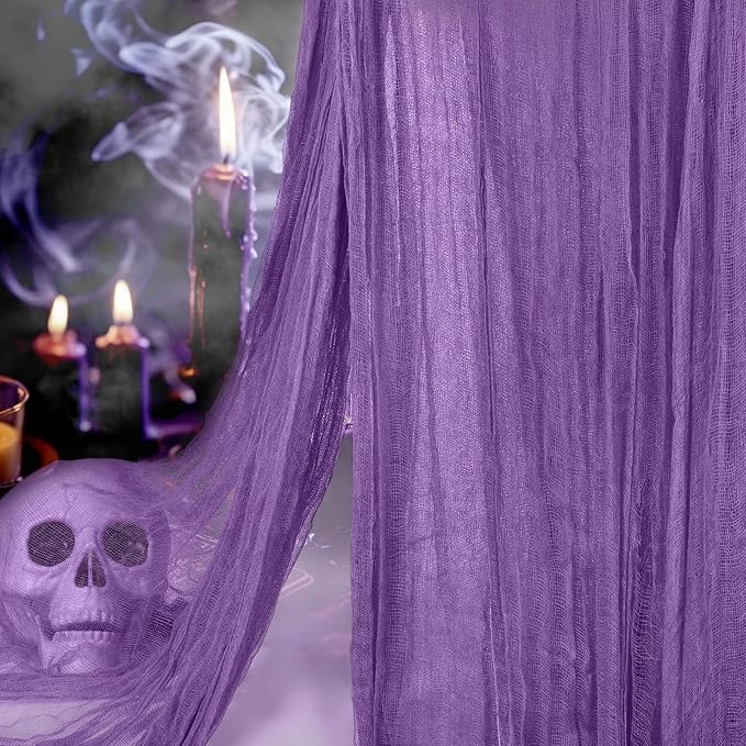 400" x 85" Halloween Creepy Cloth Decoration,Large Purple Spooky Fabric Cloth Scary Gauze Cheesecloth for Haunted House Halloween Party Yard Wall Indoor Outdoor Decor