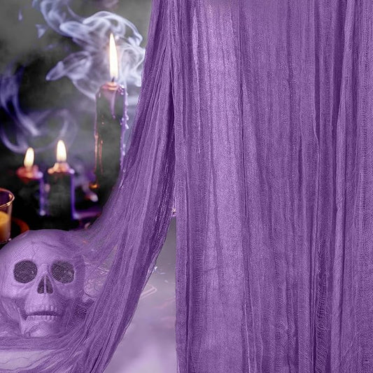 400" x 85" Halloween Creepy Cloth Decoration,Large Purple Spooky Fabric Cloth Scary Gauze Cheesecloth for Haunted House Halloween Party Yard Wall Indoor Outdoor Decor
