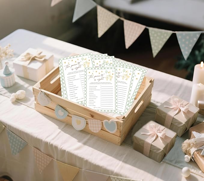 Goose Baby Shower Games, Sage Green Little Goose The Price is Right Game for 30 Guests with Game Cards, Gender Reveal, Baby Shower Supplies & Decorations (DV15)