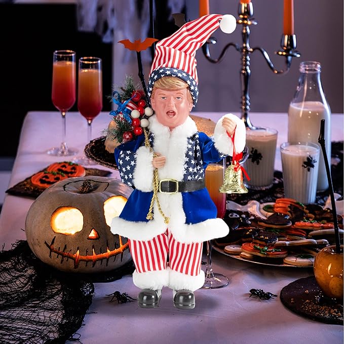 Father Santa Donald Christmas Figurine 45cm (Blue) – Funny Holiday Character Ornament – Novelty Christmas Decoration for Home, Party & Garden