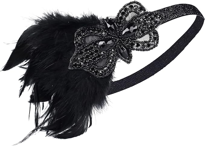 Women flapper feather headband for 1920s theme party Gatsby Headpiece for 20S Party