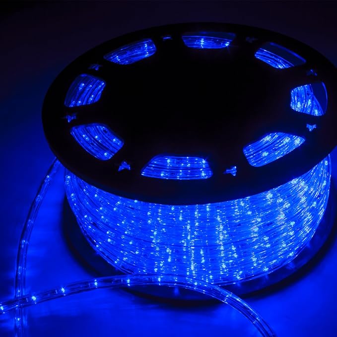 150ft Outdoor LED Rope Lights 1620 Connectable Flexible Tube Lights, IP65 Waterproof Rope Lighting for Garden Patio Pool Bedroom Party Christmas Halloween Holiday Indoor/Outdoor Decoration, Blue