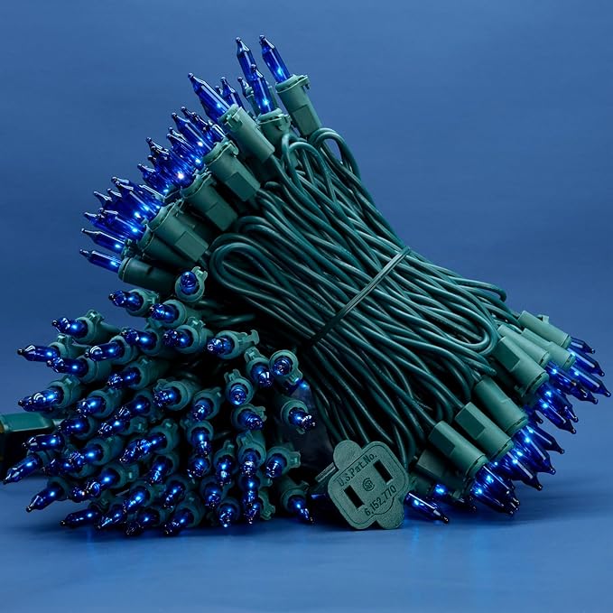 200 Count Blue Christmas Lights, Pack of 2 Strands 100 Count 33 ft Green Wire UL Listed Holiday String Light (Blue)