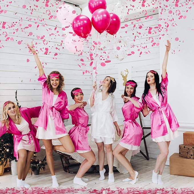 TecUnite Round Tissue Paper Table Confetti Dots for Wedding Birthday Party Decoration, 1.76 oz(Pink Rose Red Confetti,1.5 cm plus 2.5 cm)