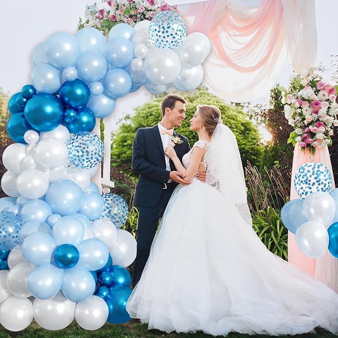 Paready Blue Shades Balloons Garland Arch Kit 115Pcs for Boys Girls Birthday Graduation Wedding Bridal Shower Baby Shower Party Decorations