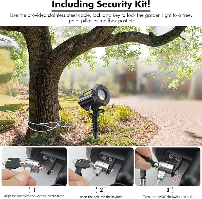 Poeland 8 Patterns Christmas Laser Projector Lights, Outdoor Garden Decorative Lights with Remote Control and Security Lock for Indoor Outdoor Home Garden (Red, Green, Blue)