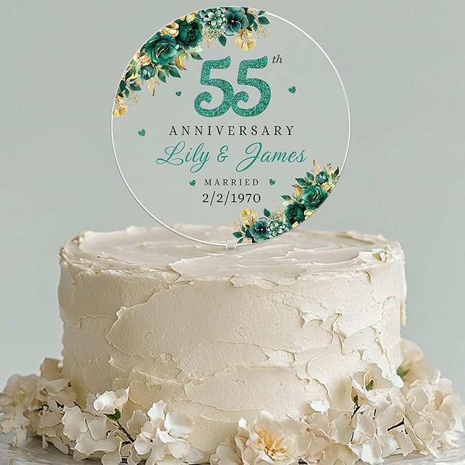Personalized 55th Anniversary Acrylic Cake Topper, 55 th Anniversary Decorations, 55 Wedding Decor