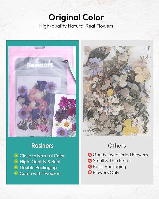 Pressed Flowers, Resiners Dried Pressed Flowers for Scrapbooking Supplies Pressed Flowers Dry Leaves Bulk Natural Herbs Kit for Scrapbooking Resin DIY Art Crafts Making (Purple 174pcs)