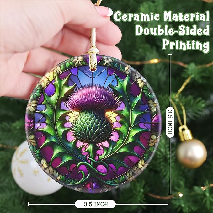 Touber Dandelion Christmas Ornament, 3.5 Inch Ceramic Hanging Ornament, Christmas Tree Decor, Gift Exchange