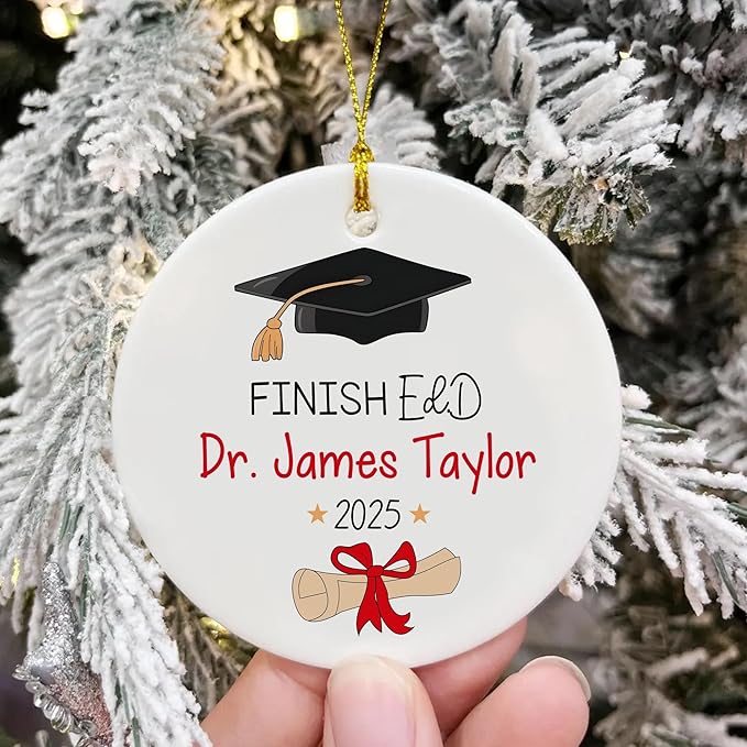 Custom Doctor Christmas Ornaments 2025, Doctor of Education Ornament, Ed.d Doctorate 2025 Finished EDD Graduation, Doctoral Ornament Gifts for Women Men, Christmas Decorations, Dr Gifts for Him Her