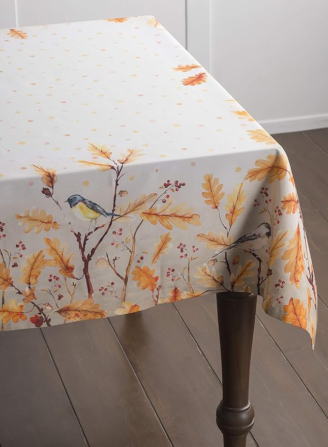 Maison d' Hermine Table Cloth Rectangle Table 100% Cotton 70 x 108 Inches Fall Tablecloth Reusable Everyday Use for Thanksgiving Christmas Decorations Dining Farmhouse Party (Oak Leaves)