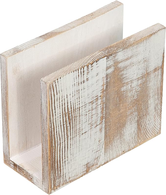 Rustic Wooden Paper Napkin Holder Farmhouse Napkin Storage Dispenser For Tables Kitchen Office Accessories for Restaurants, Dining Home Decor, Nature Vintage Home Gift Bar Decor